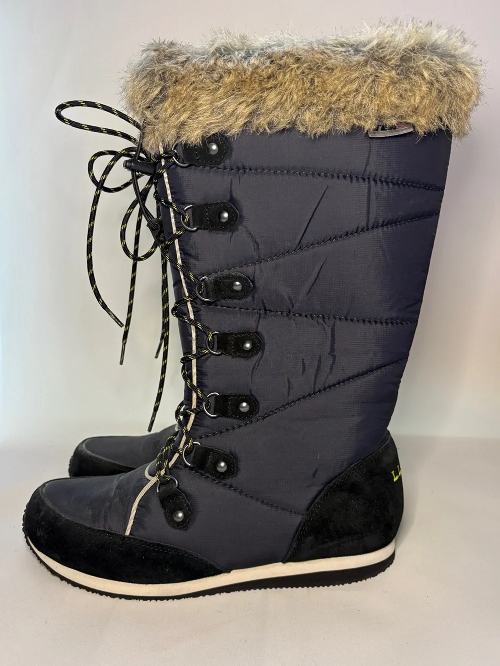 L.L. Bean Carrabassett Women’s Snow Boots Size 8 Black Fur Trim Waterproof NEW